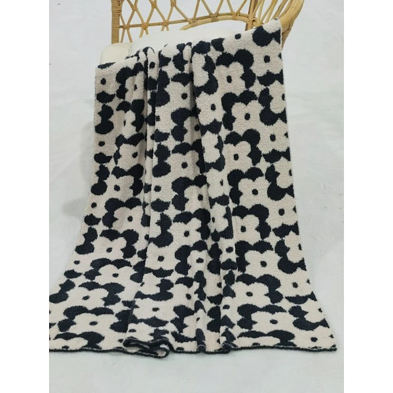 flowers jacquard polyester knit throw